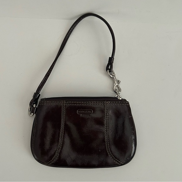Coach Brown Patent Leather Clutch with Wristlet - Picture 1 of 6